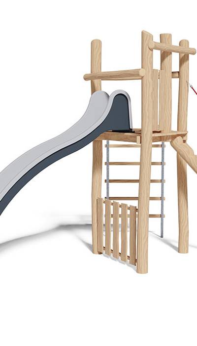 Spielturm-Kombination Robinie, Podesthöhe 180 cm, Rutsche