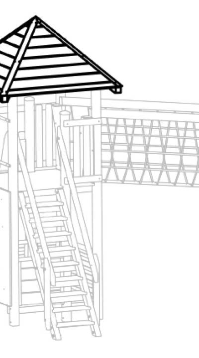 Pyramidendach zu Quadro-Turm aus Edelkastanie und Douglasie