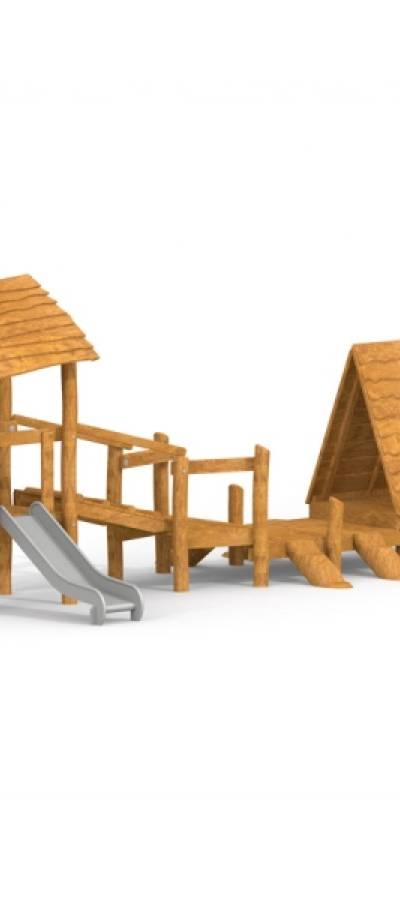 Galapagos Spielhaus mit Spielturm und Rutsche