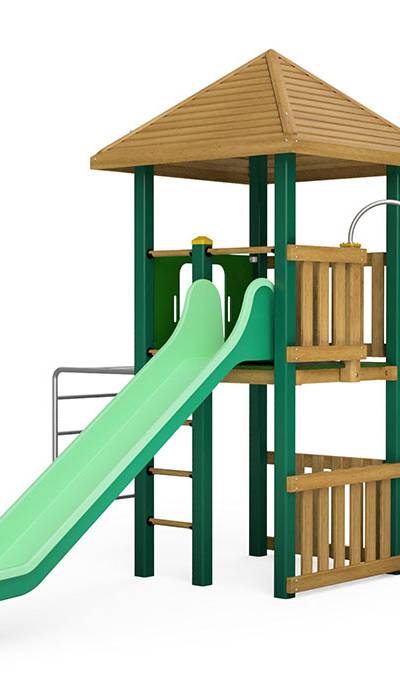 Spielturm-Kombination Holz/Aluminium