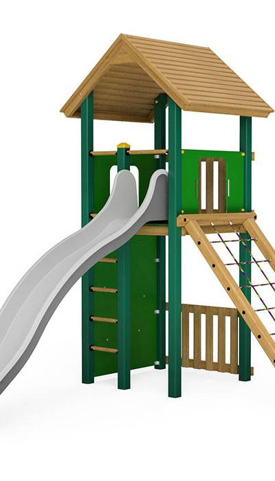 Spielturm-Kombination Holz/Aluminium