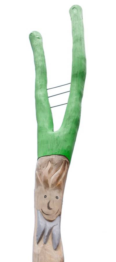 Pfostenkopf Waldgeist mit Astgabel -