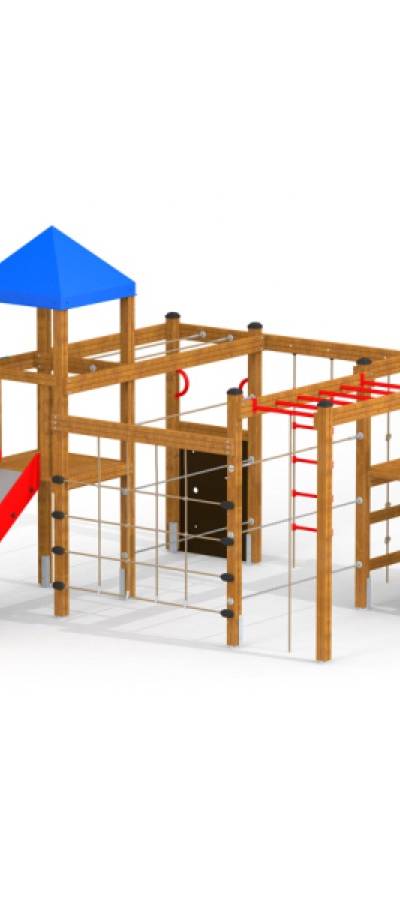 Kletter Hütte Spielanlage mit Kletterwand, Spielturm und Rutsche
