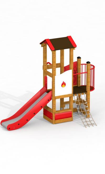 Feuerwehr Station Spielturm mit Rutsche