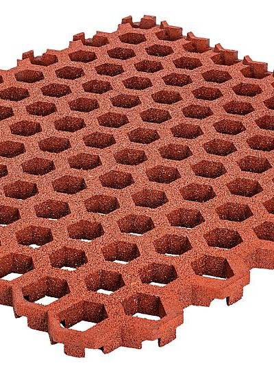 Rasengitterplatte Hexagon 45 mm rotbraun, Fallhöhe bis 200 cm