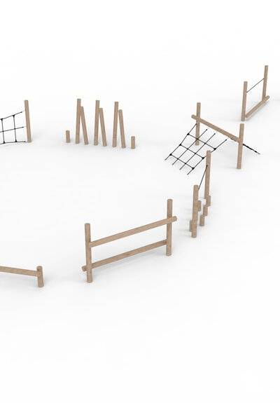 Balancierparcours in Achterform