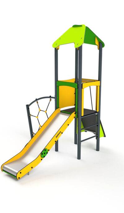 11004 Turm mit Rutsche, netz, Sprossenleiter und Kletterwand