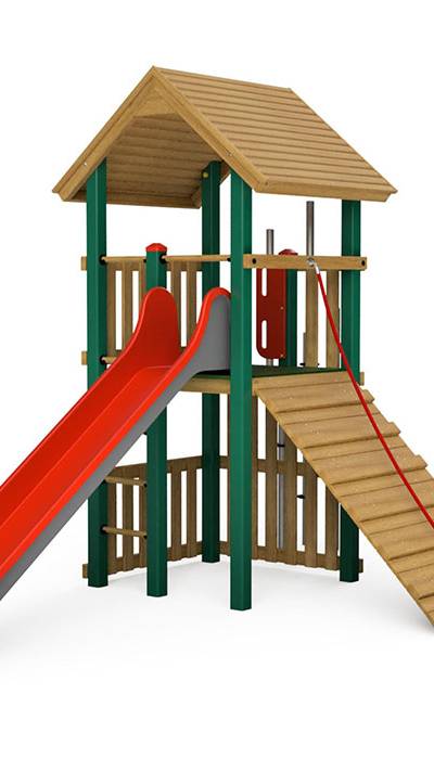 Spielturm-Kombination Holz/Aluminium
