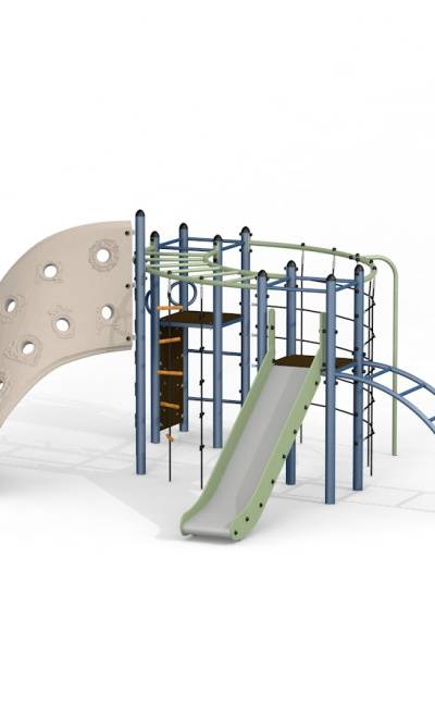 Wal Klettergerüst mit Kletterwand und Rutsche