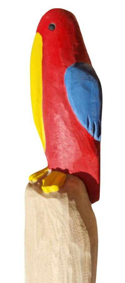 Pfostenkopf/Schnitzfigur Vogel rot -