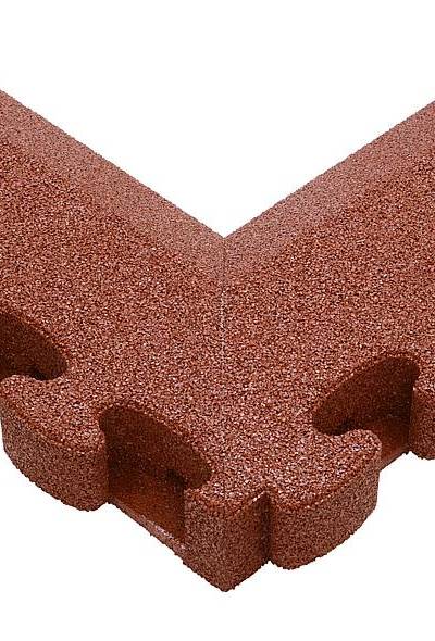 Puzzle Mat 3D Eckplatte neg. angeschrägt m. Zwischenelement 80 mm rotbraun