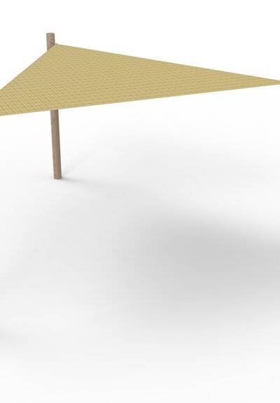 HDPE-Sonnensegel-System 1 Segel (3.6x3.6x3.6 m) + 3 Pfosten