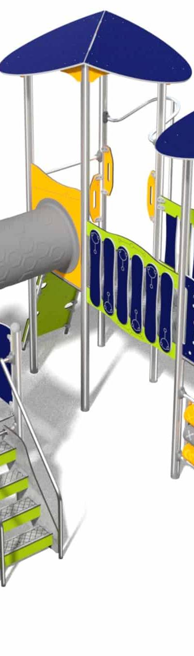 Dreispurenset mit Rutsche und Brücke für Spielplatz