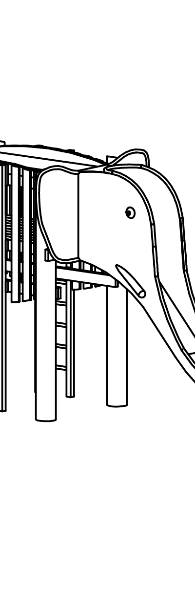Elefant mit Rüsselrutsche