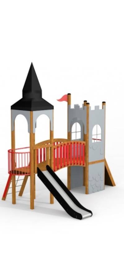 Kleine Schloßbrücke Spielturm mit Rutsche