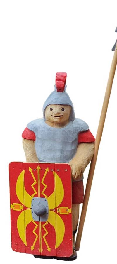 Schnitzfigur Legionär mit Speer -