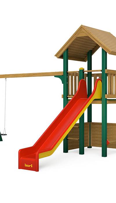 Spielturm-Kombination Holz/Aluminium