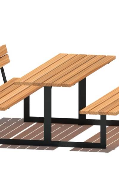 Bank-Tisch-Bank-Kombination mit Lehne 15002