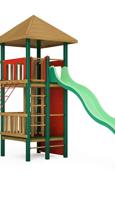 Spielturm-Kombination Holz/Aluminium