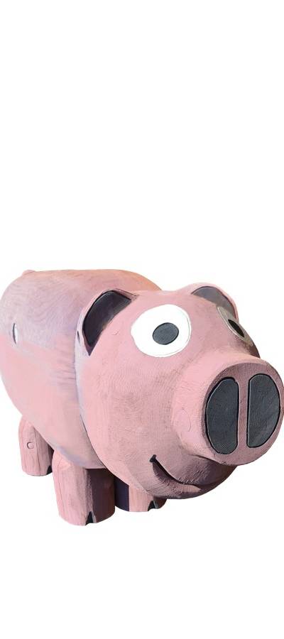 Schnitzfigur Schwein, 4 Holzfüße -