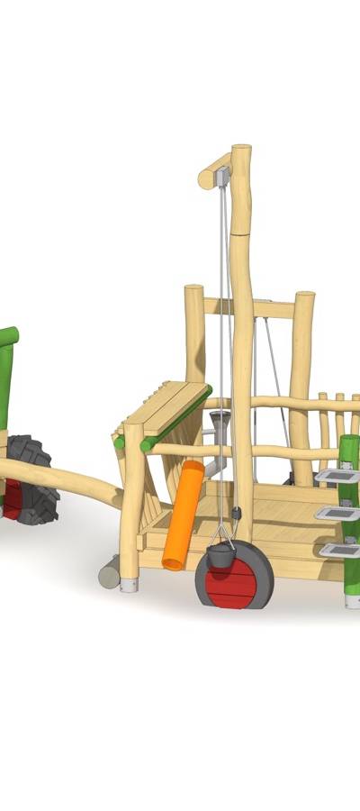 Kleiner Traktor mit Sandspielanhänger