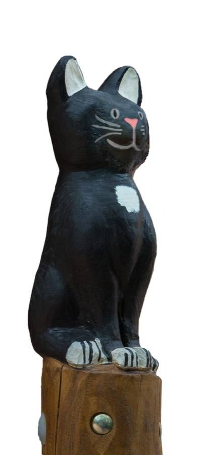 Pfostenkopf/Schnitzfigur Katze -