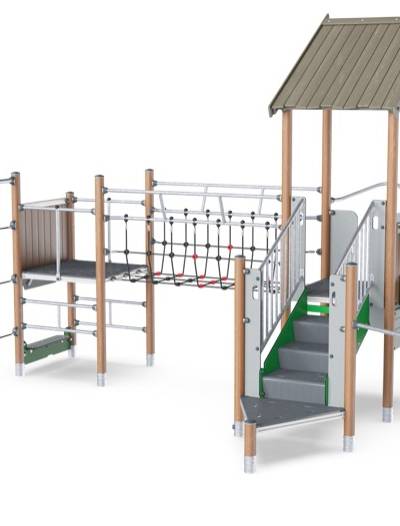 2-Turm-Spielanlage mit Netz & Stufen PCW212121