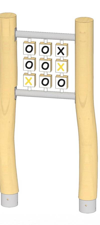 Spiel Tic-Tac-Toe, Drehhölzer Alu-Dibond, mit 2 Pfosten