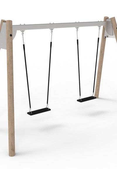 Stahlschaukel mit Robinienpfosten und 2 Sicherheitssitzen