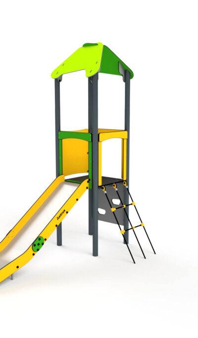 11007 Turm mit Rutsche, Kletterwand und kletternetz