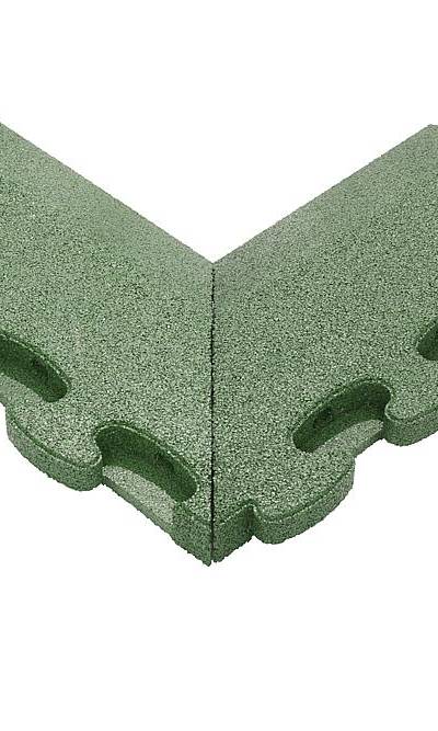 Puzzle Mat 3D Eckplatte neg. angeschrägt m. Zwischenelement 45 mm grün