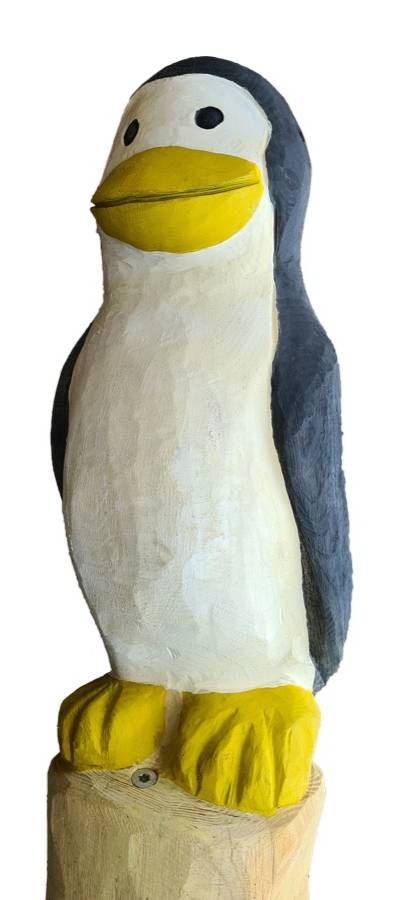 Pfostenkopf/Schnitzfigur Pinguin -