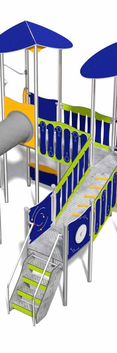 Vierspurenset mit Rutsche und Brücke für Spielplatz