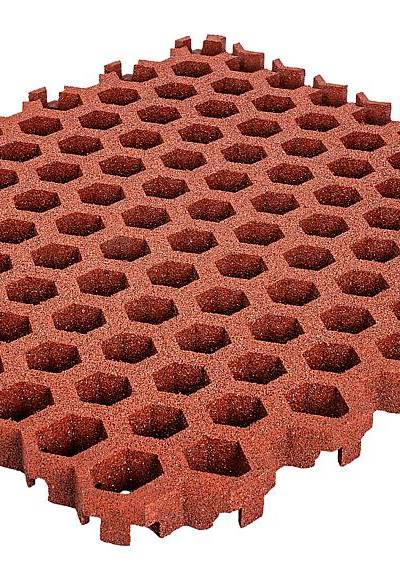 Rasengitterplatte Hexagon 65 mm rotbraun, Fallhöhe bis 240 cm