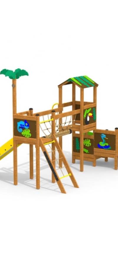 Dschungelbrücke Spielturm mit Rutschen