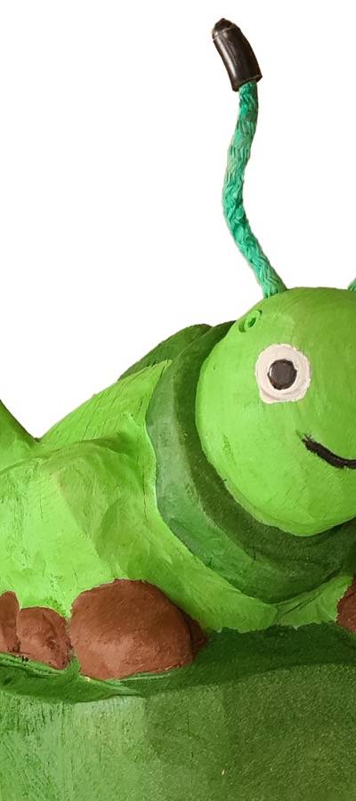 Pfostenkopf/Schnitzfigur Grashüpfer -