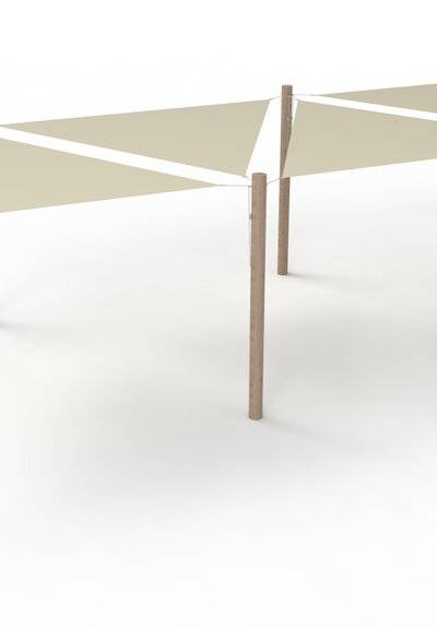 PE-Sonnensegel-System 4 Segel (3x3x3 m) + 6 Pfosten