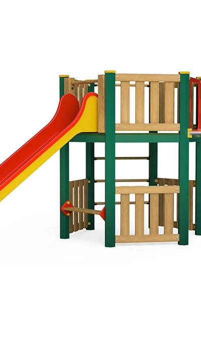 Spielturm-Kombination Holz/Aluminium