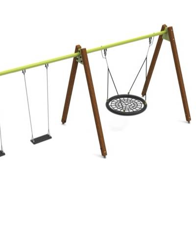 Kombinationsschaukel Holz doppelt A + Storchennest