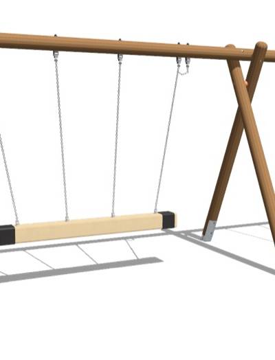 Trio-Schaukel mit Einfachschaukel aus Rundholz