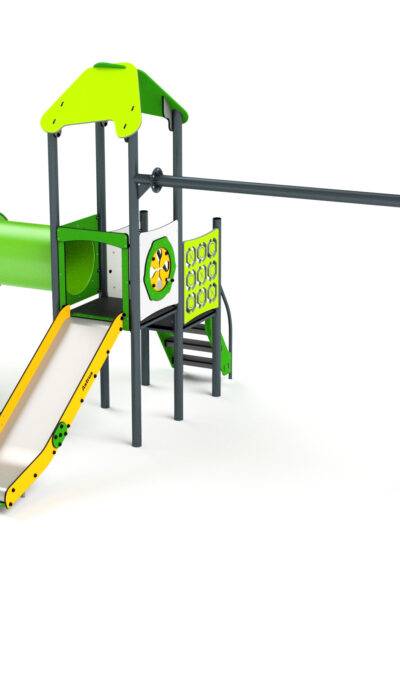 11065 Turm mit Tunnel, Rutsche, Schaukel, Feuerwehrstange, Spielwand und Kletterwand