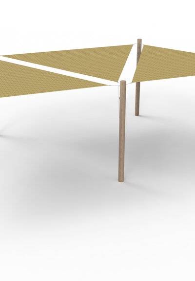 HDPE-Sonnensegel-System 3 Segel (3.6x3.6x3.6 m) + 5 Pfosten