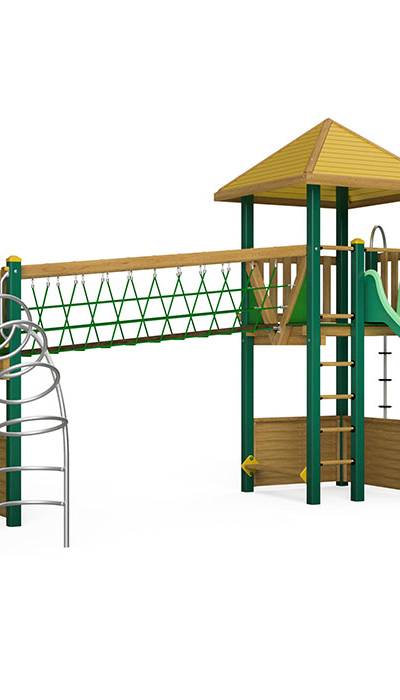 Spielturm-Kombination Holz/Aluminium