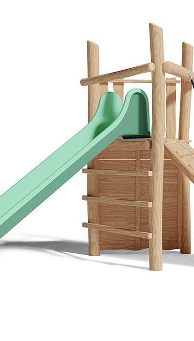 Spielturm-Kombination Robinie, Podesthöhe 150 cm, Rutsche
