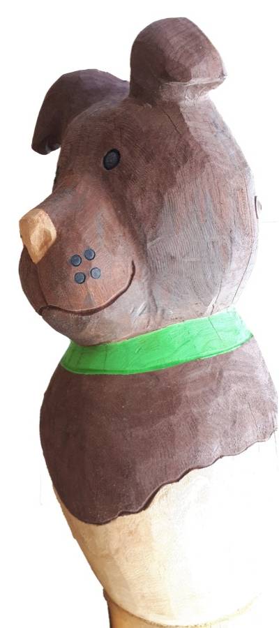 Pfostenkopf/Schnitzfigur Hund -