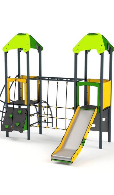 11021 Doppelturm mit Rutsche, Netze und Kletterwand