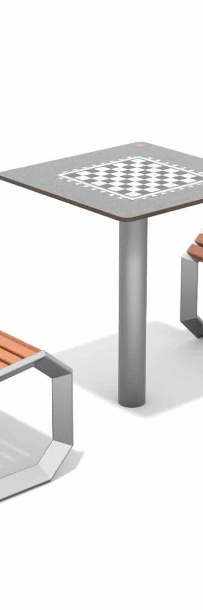 Spieltisch Schachpartie mit zwei Stühlen