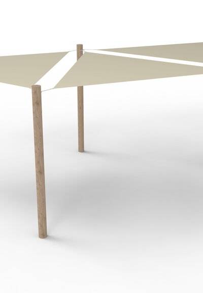 PE-Sonnensegel-System 3 Segel (3x3x3 m) + 5 Pfosten