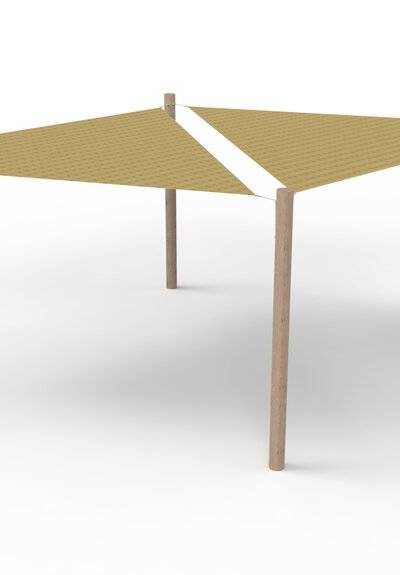 HDPE-Sonnensegel-System 2 Segel (3.6x3.6x3.6 m) + 4 Pfosten