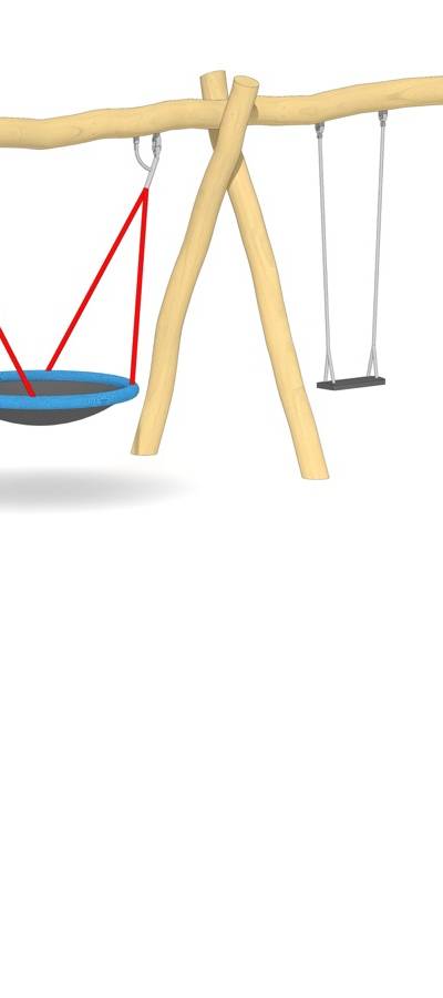 Schaukel-Nestkorb-Kombi 2-fach LH210cm, 1 Kleinkind-Schaukelsitz